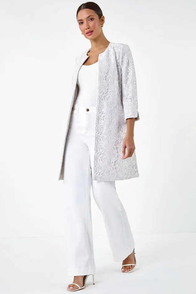 Lace Longline Formal Jacket Women Roman Jackets