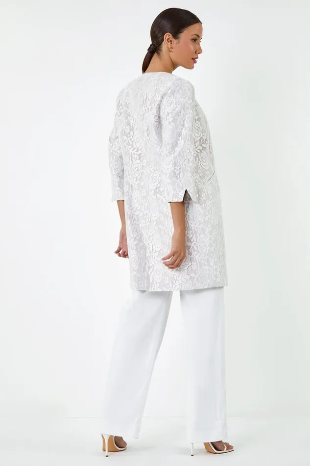 Lace Longline Formal Jacket Women Roman Jackets