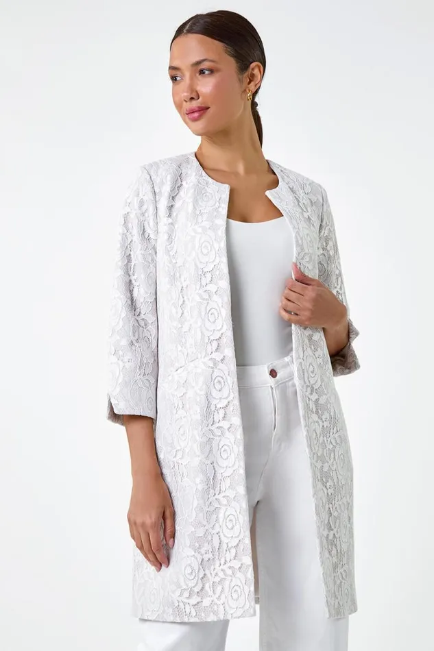 Lace Longline Formal Jacket Women Roman Jackets