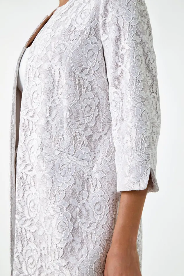 Lace Longline Formal Jacket Women Roman Jackets