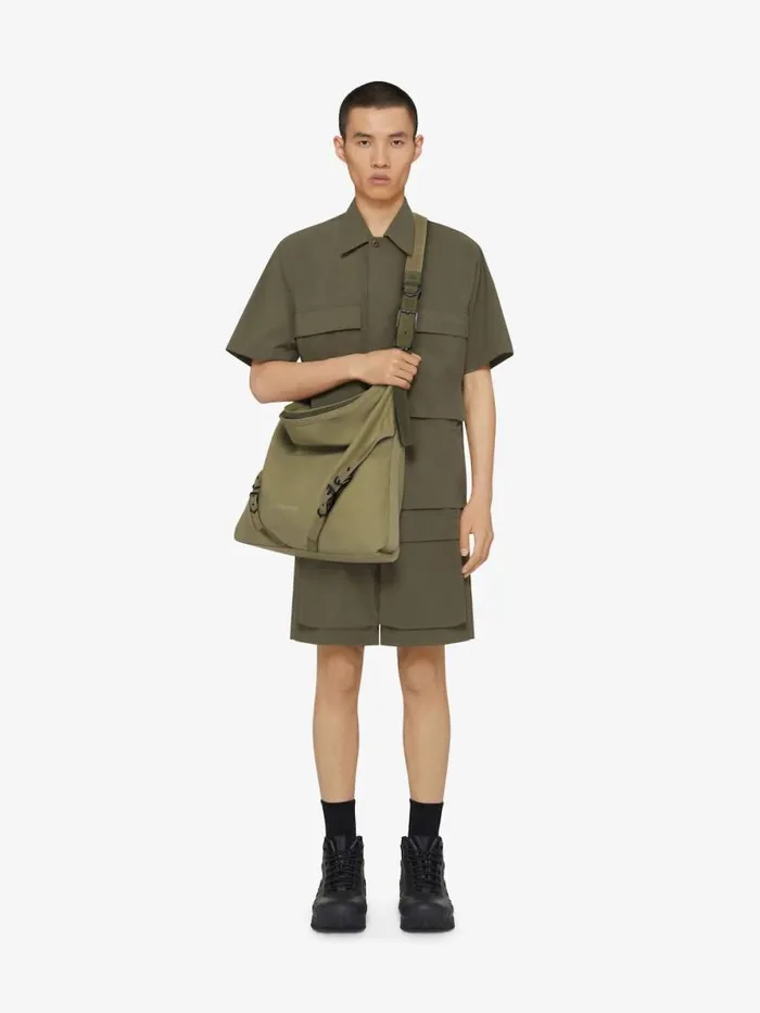 Large Voyou Bag In Canvas Khaki Men Givenchy Crossbody Bags