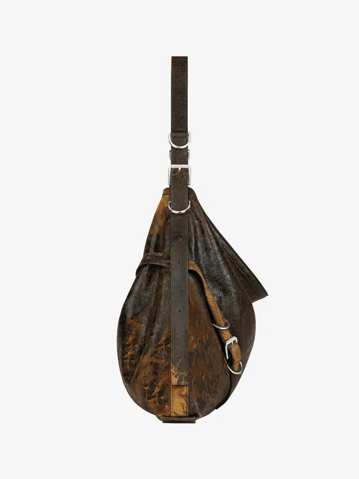 Large Voyou Bag In Crackled Leather Blackbrown Mud Men Givenchy Crossbody Bags
