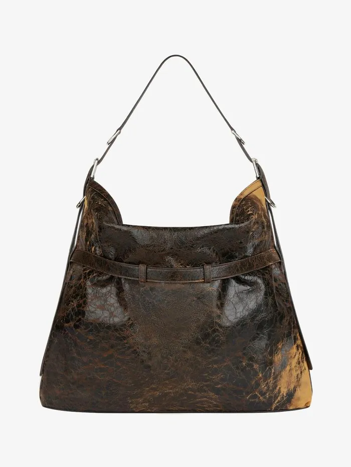 Large Voyou Bag In Crackled Leather Blackbrown Mud Men Givenchy Crossbody Bags