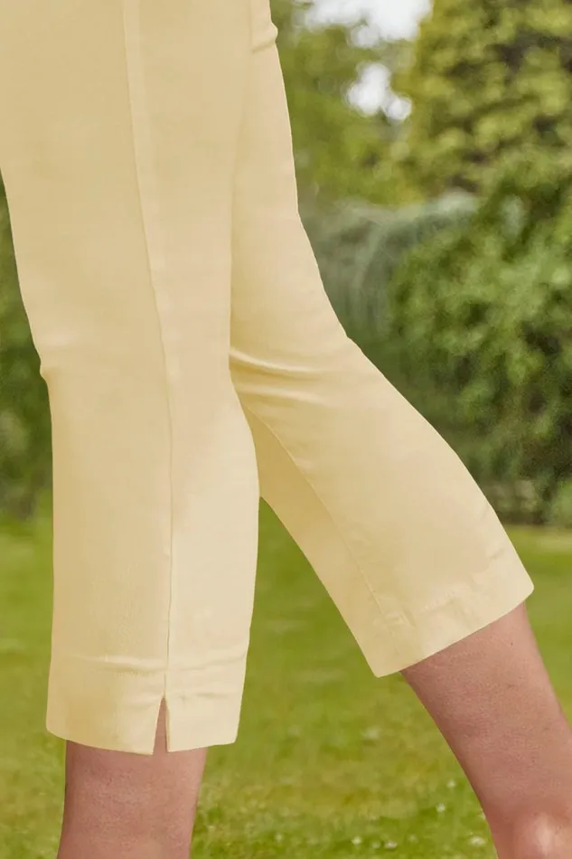 Lemon Elastic Waist Stretch Cropped Trousers Women Roman Coords
