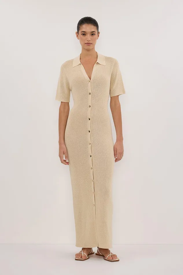 LIAM NATURAL KNIT POLO MAXI DRESS Women DISSH Maxi Dresses