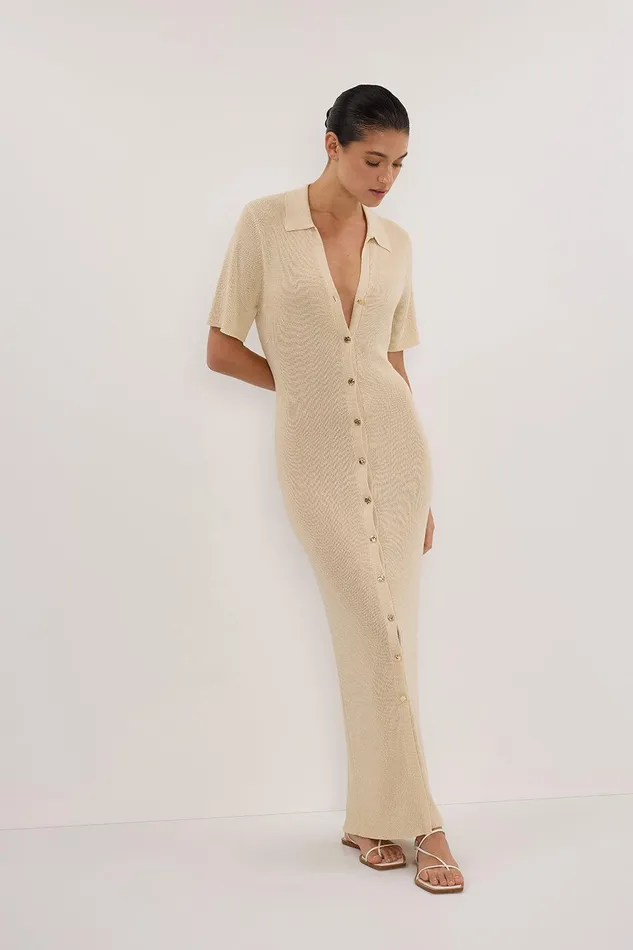 LIAM NATURAL KNIT POLO MAXI DRESS Women DISSH Maxi Dresses