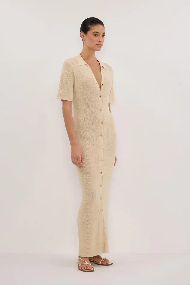 LIAM NATURAL KNIT POLO MAXI DRESS Women DISSH Maxi Dresses