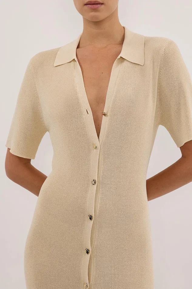 LIAM NATURAL KNIT POLO MAXI DRESS Women DISSH Maxi Dresses