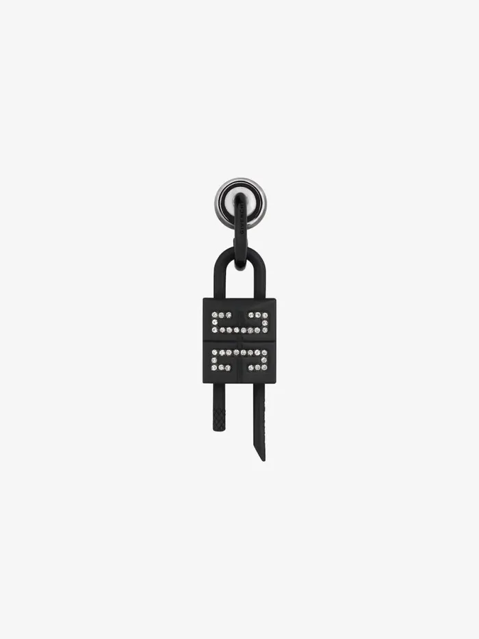 Lock Earring In Metal With Crystals Black Men Givenchy Jewelry