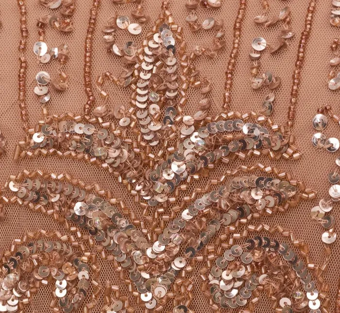 Long Dresses Womens Adrianna Papell HandBeaded Long Blouson Gown In Rose Gold