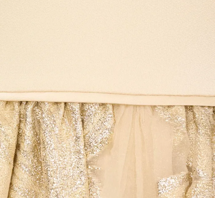 Long Dresses Womens Adrianna Papell Metallic Jacquard Sleeveless Ball Gown With Crinoline Details In Light Gold