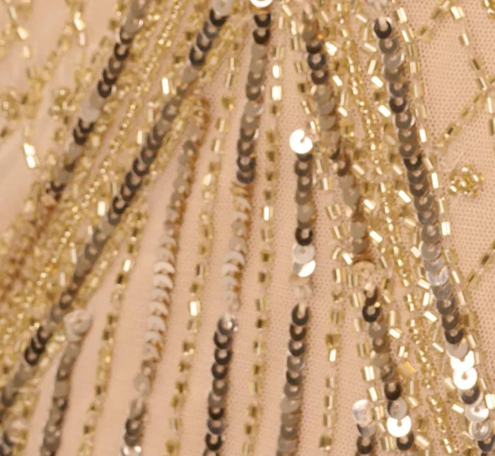 Long Dresses Womens Adrianna Papell Scallop Beaded Cape Column Gown In Gold