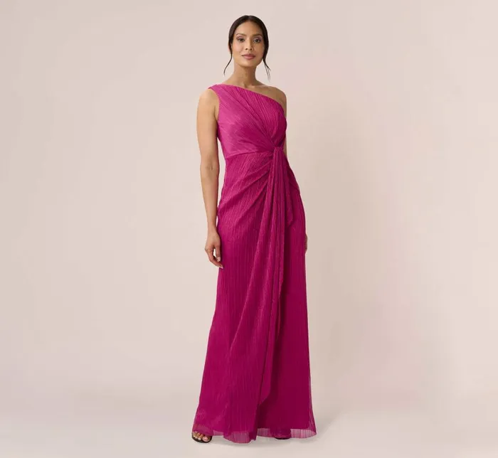 Long Dresses Womens Adrianna Papell Stardust Pleated Draped One Shoulder Gown In Magenta Long Dresses Womens Adrianna Papell Stardust Pleated Draped One Shoulder Gown In Magenta