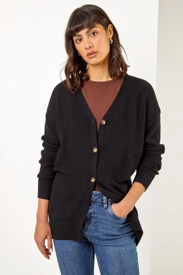 Longline Buttoned Cardigan Women Roman Knitwear