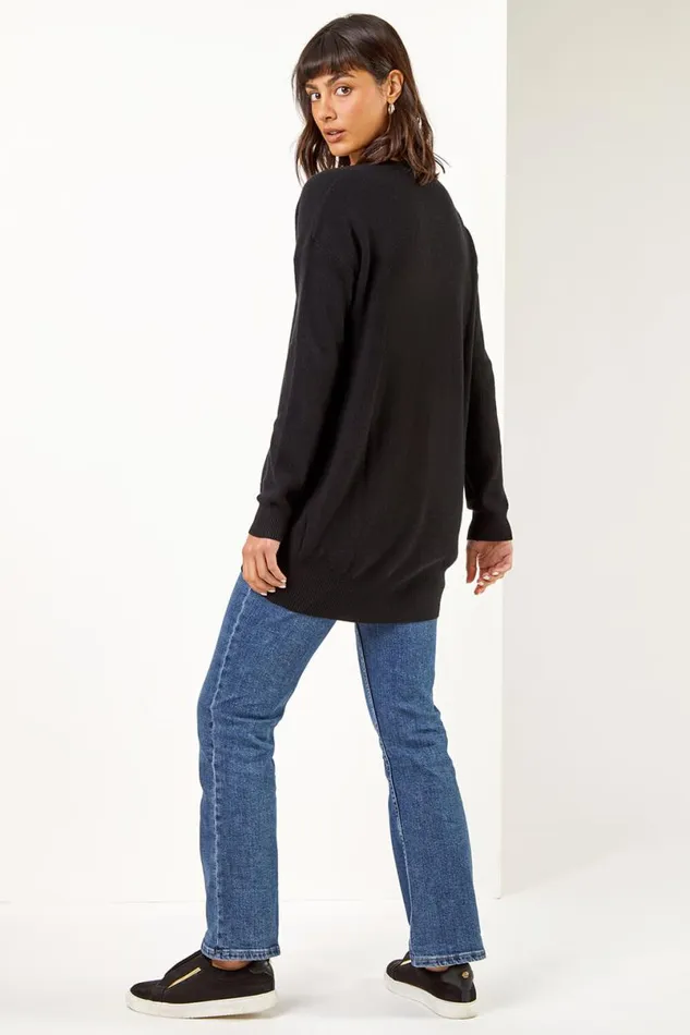 Longline Buttoned Cardigan Women Roman Knitwear