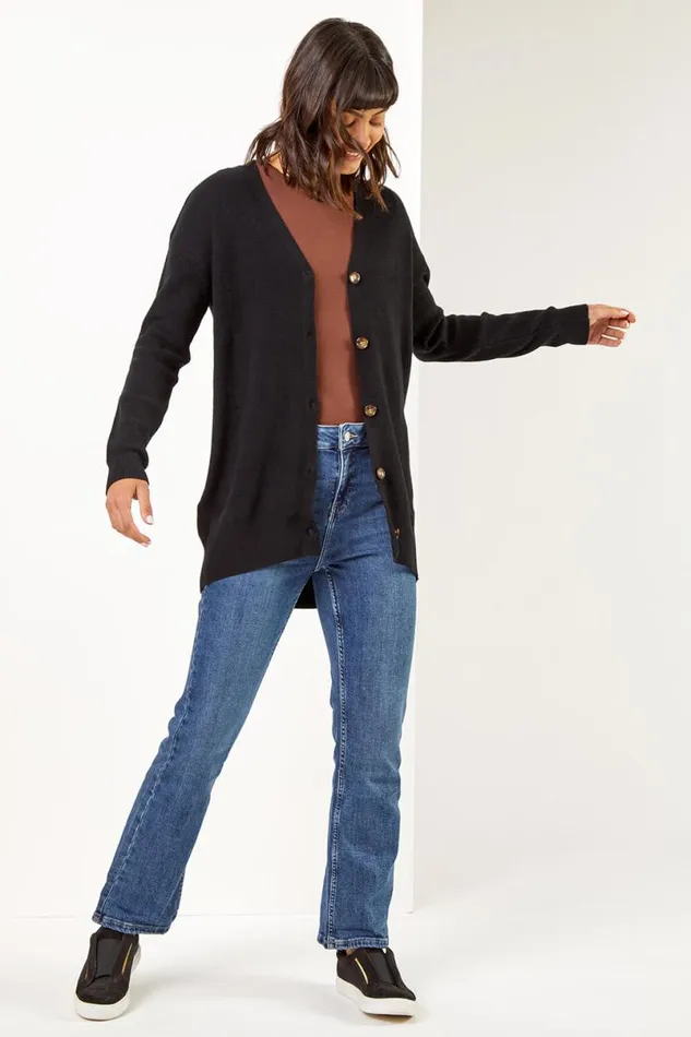 Longline Buttoned Cardigan Women Roman Knitwear