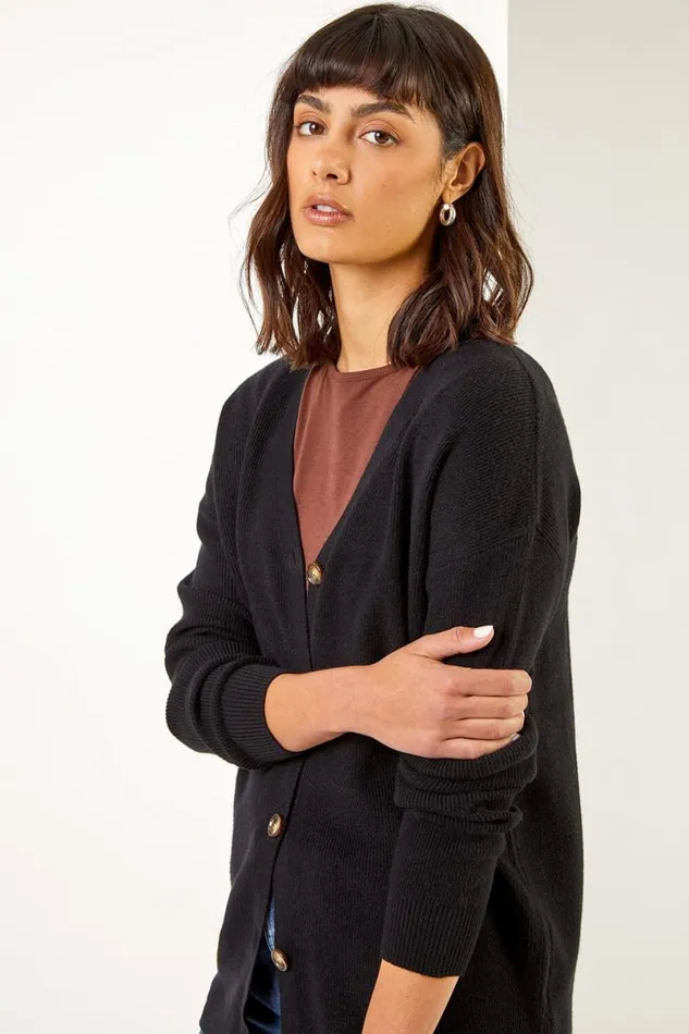 Longline Buttoned Cardigan Women Roman Knitwear