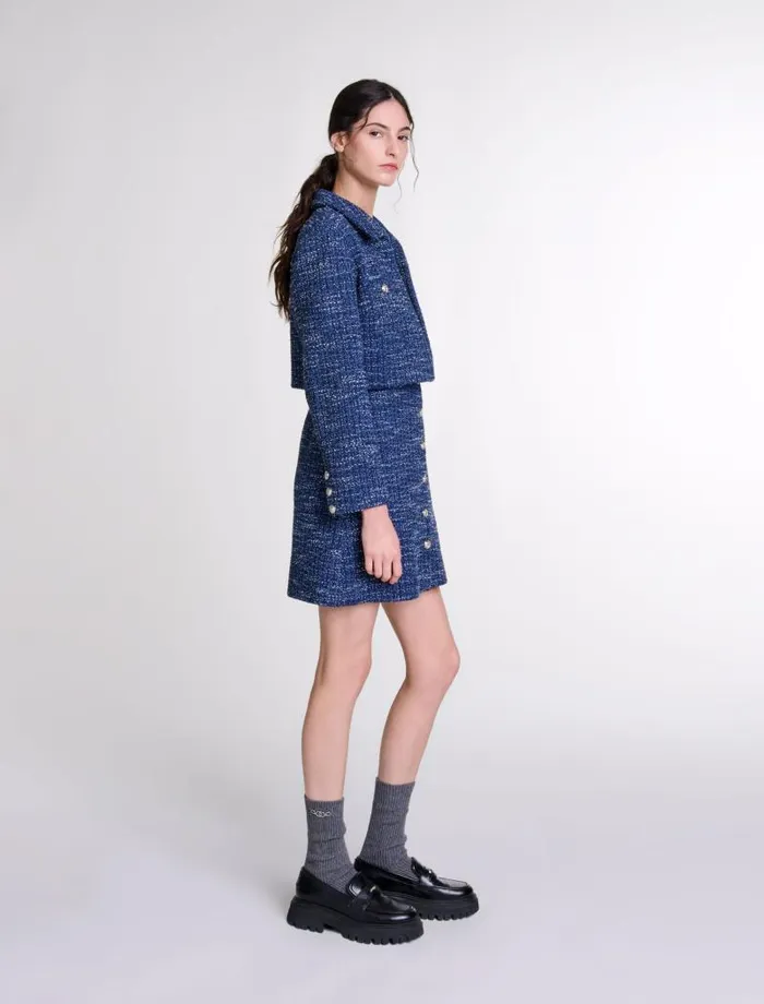 Maje Dresses Womens 2in1 Tweed Dress Blue
