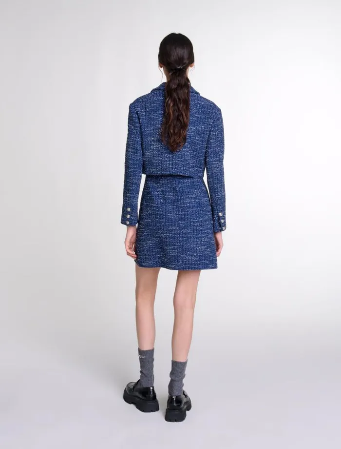 Maje Dresses Womens 2in1 Tweed Dress Blue