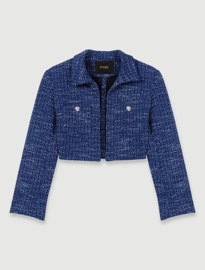 Maje Dresses Womens 2in1 Tweed Dress Blue