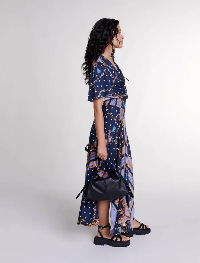 Maje Dresses Womens Satinlook Patterned Maxi Dress Chain Scarf Print