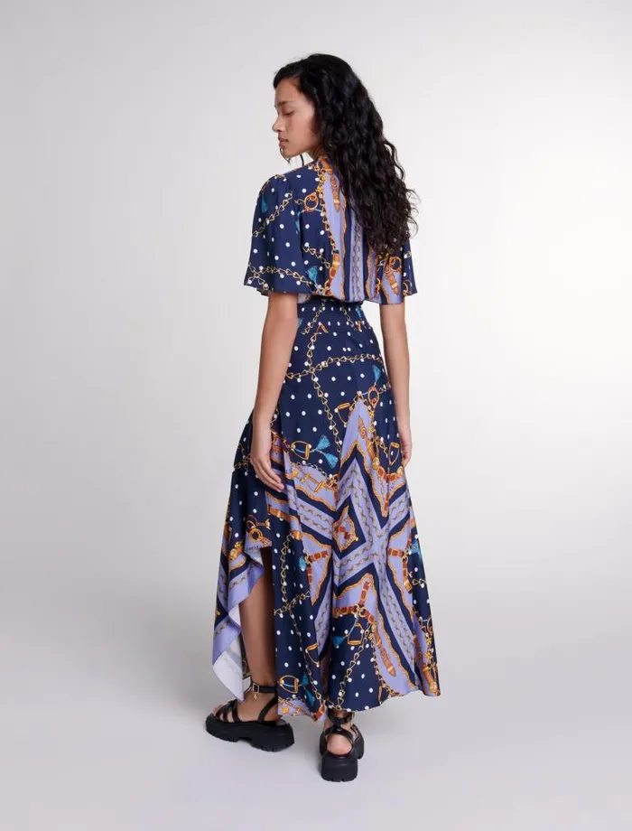 Maje Dresses Womens Satinlook Patterned Maxi Dress Chain Scarf Print