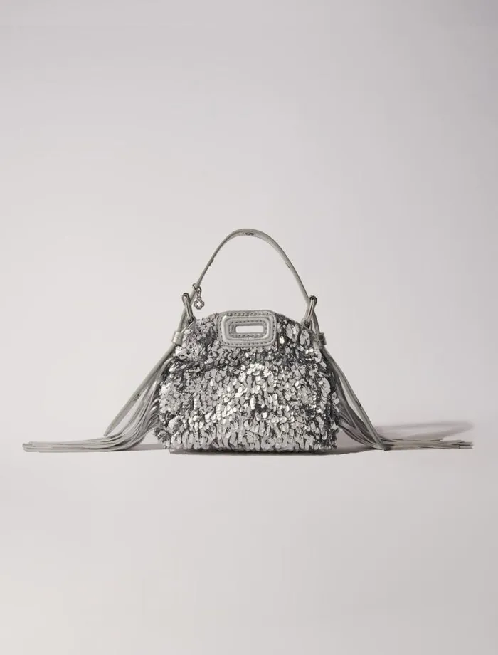Maje Mini Bags Womens Miss M Nano Bag With Silver Sequins Silver
