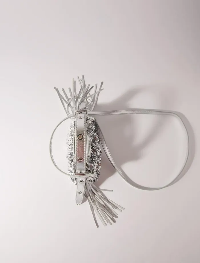 Maje Mini Bags Womens Miss M Nano Bag With Silver Sequins Silver