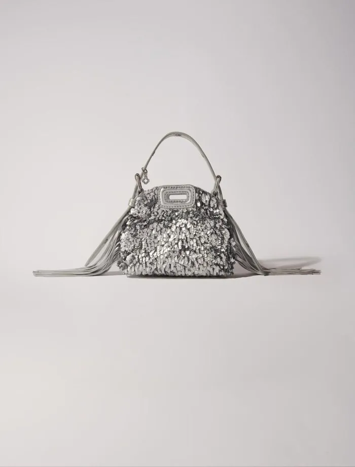 Maje Mini Bags Womens Miss M Nano Bag With Silver Sequins Silver
