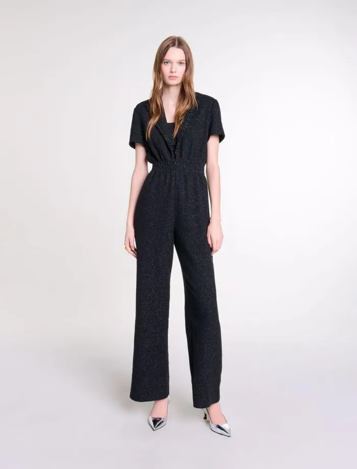 Maje Pants and Jeans Womens Tweed Trouser Suit Black
