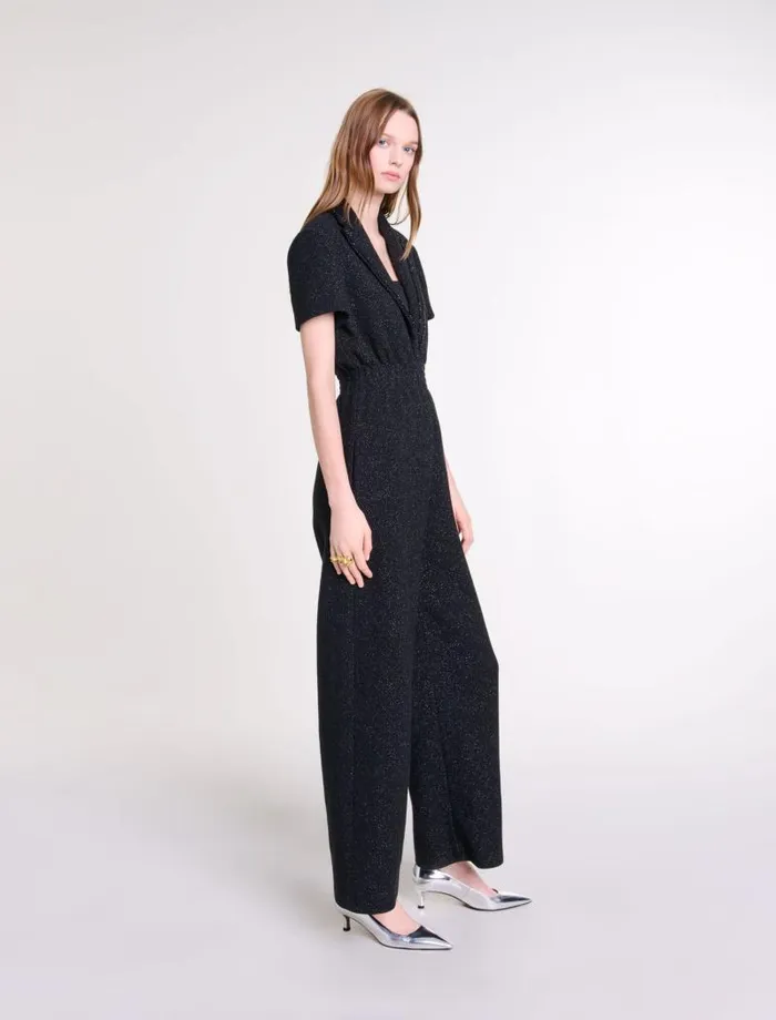 Maje Pants and Jeans Womens Tweed Trouser Suit Black