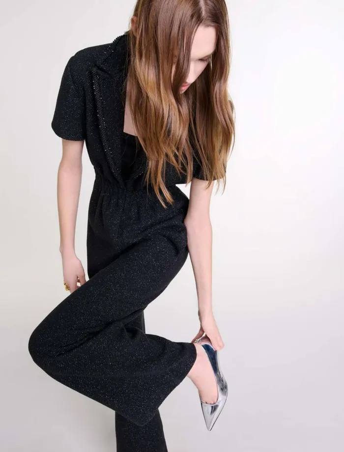 Maje Pants and Jeans Womens Tweed Trouser Suit Black
