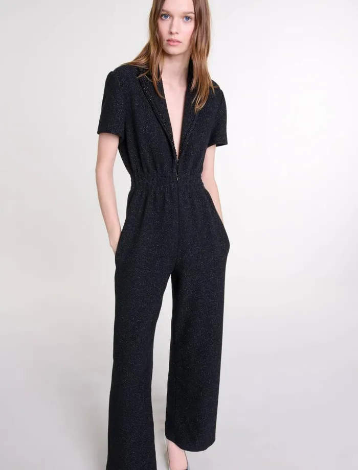 Maje Pants and Jeans Womens Tweed Trouser Suit Black
