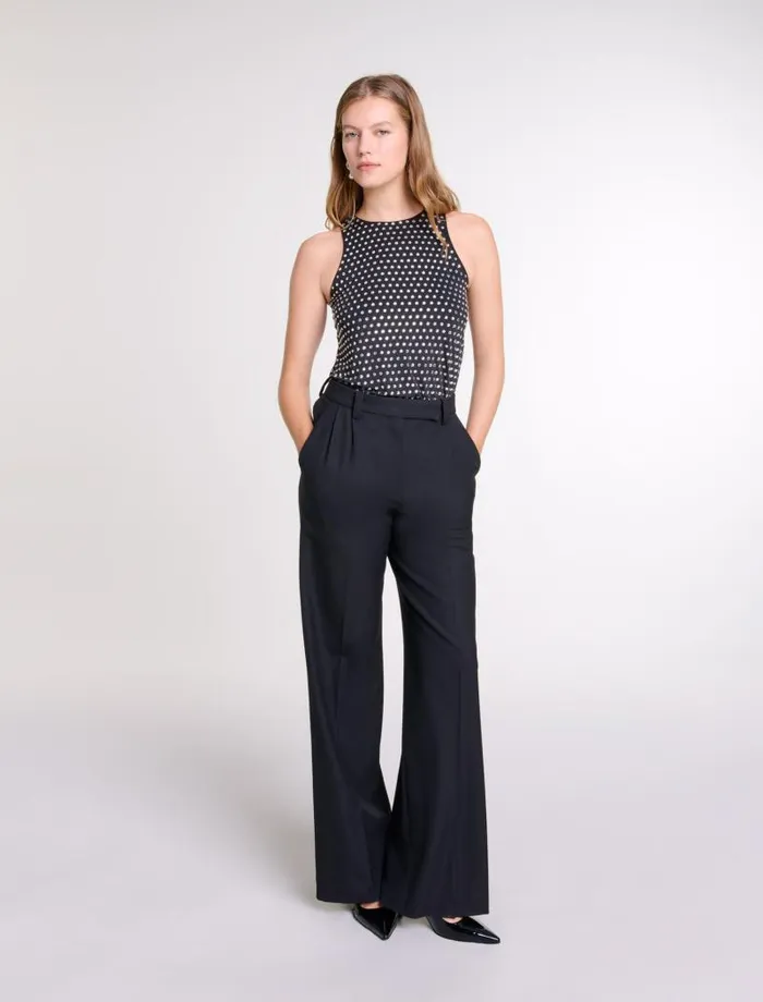Maje Pants and Jeans Womens Wideleg Suit Trousers Black