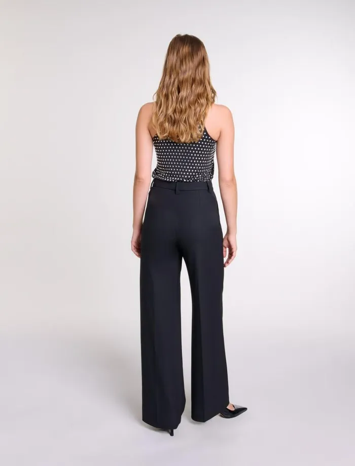 Maje Pants and Jeans Womens Wideleg Suit Trousers Black