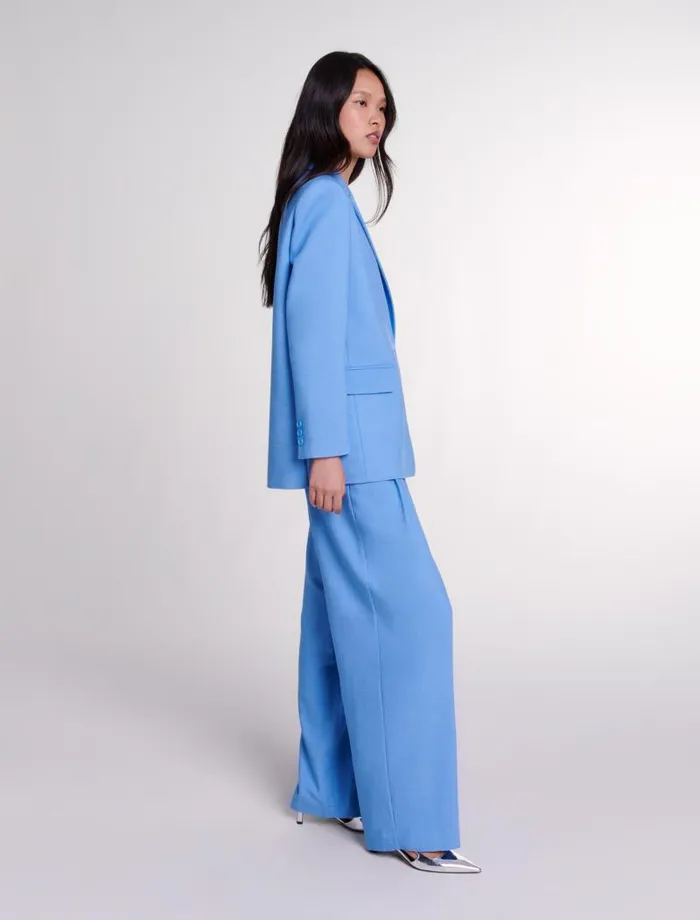 Maje Pants and Jeans Womens Wideleg Suit Trousers With Pleats Blue