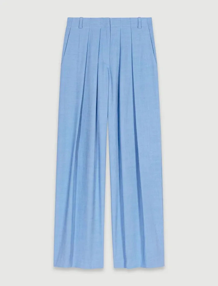 Maje Pants and Jeans Womens Wideleg Suit Trousers With Pleats Blue