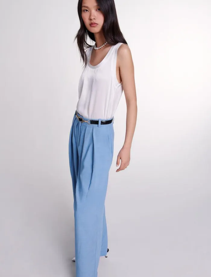 Maje Pants and Jeans Womens Wideleg Suit Trousers With Pleats Blue