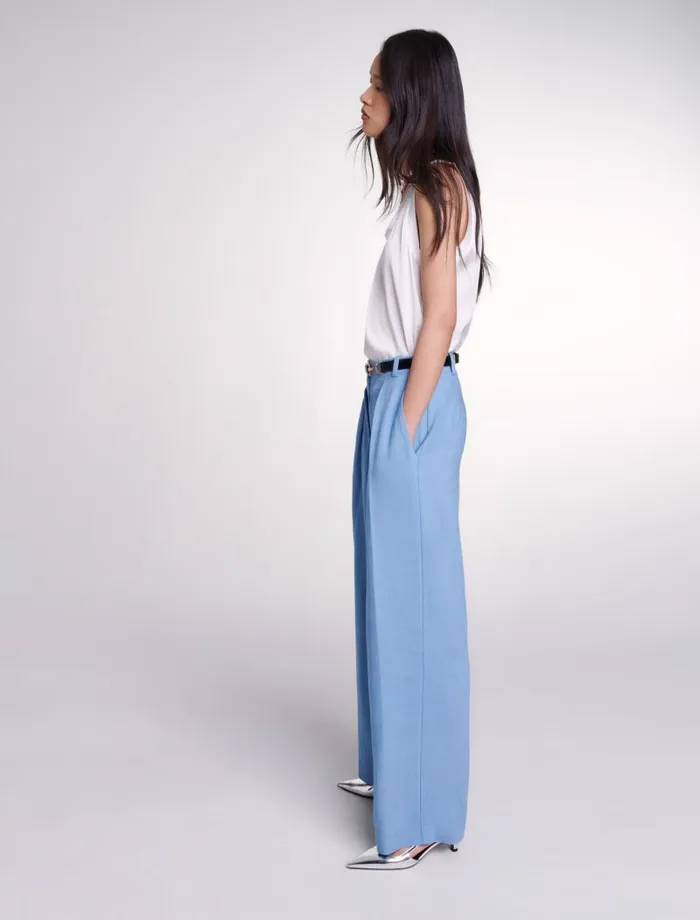 Maje Pants and Jeans Womens Wideleg Suit Trousers With Pleats Blue