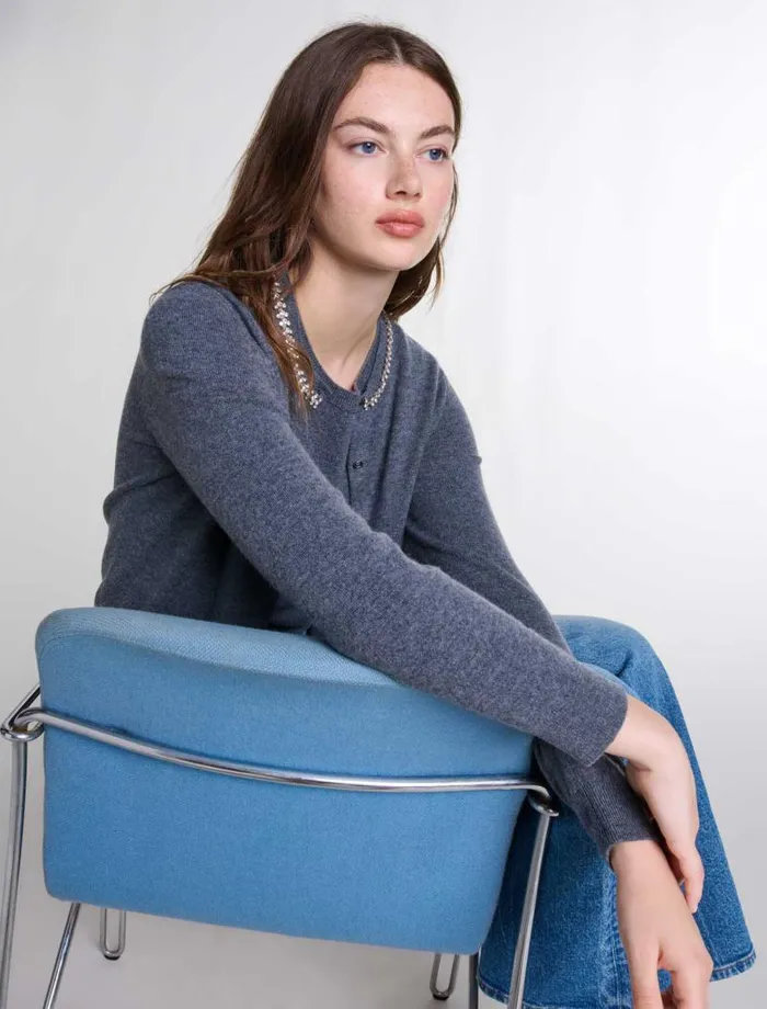 Maje Sweaters and Cardigans Womens 2in1 Cashmere Cardigan Anthracite