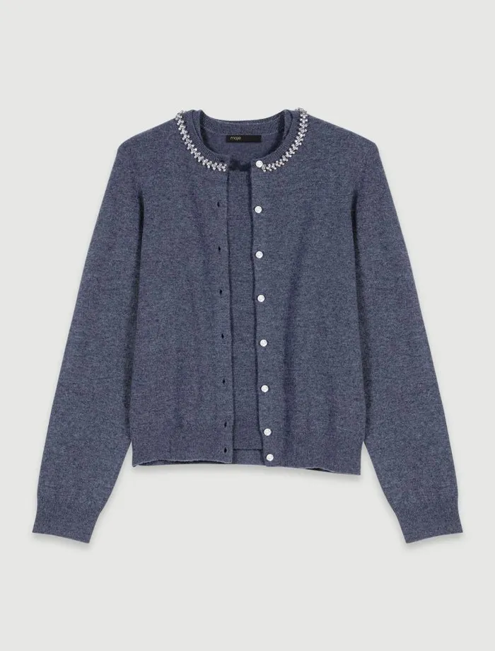 Maje Sweaters and Cardigans Womens 2in1 Cashmere Cardigan Anthracite
