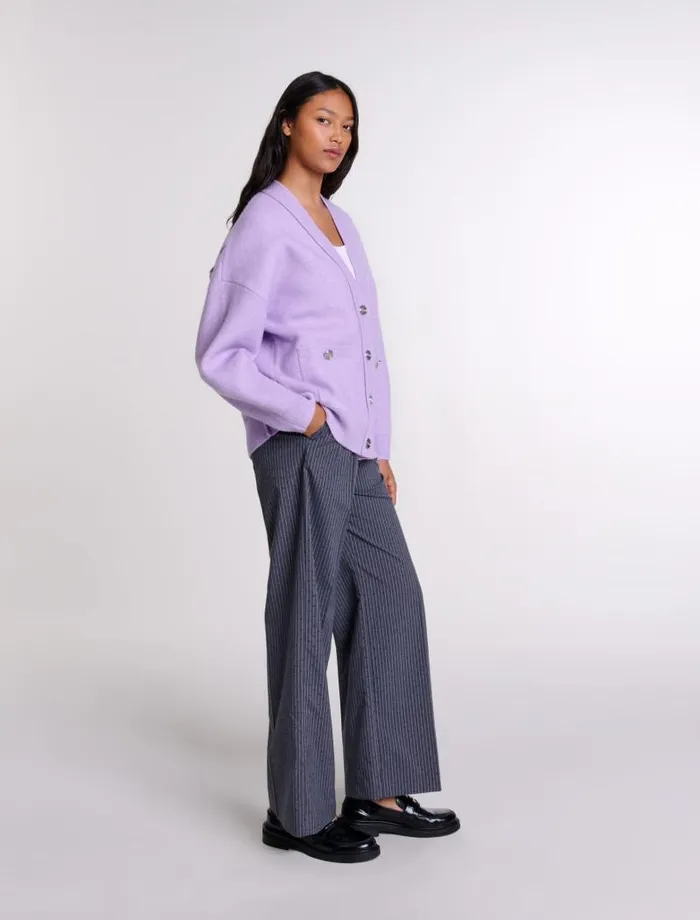 Maje Sweaters and Cardigans Womens Longline Cardigan Parma Violet
