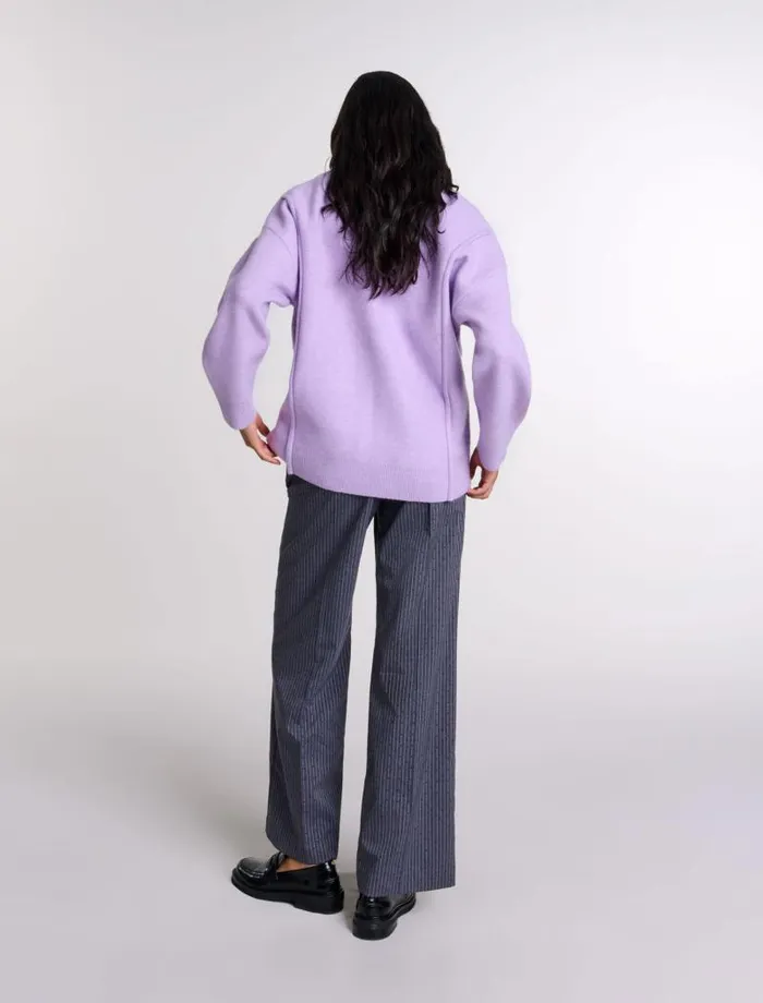 Maje Sweaters and Cardigans Womens Longline Cardigan Parma Violet