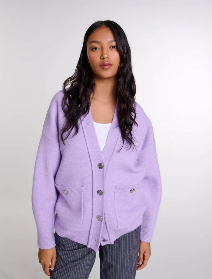 Maje Sweaters and Cardigans Womens Longline Cardigan Parma Violet