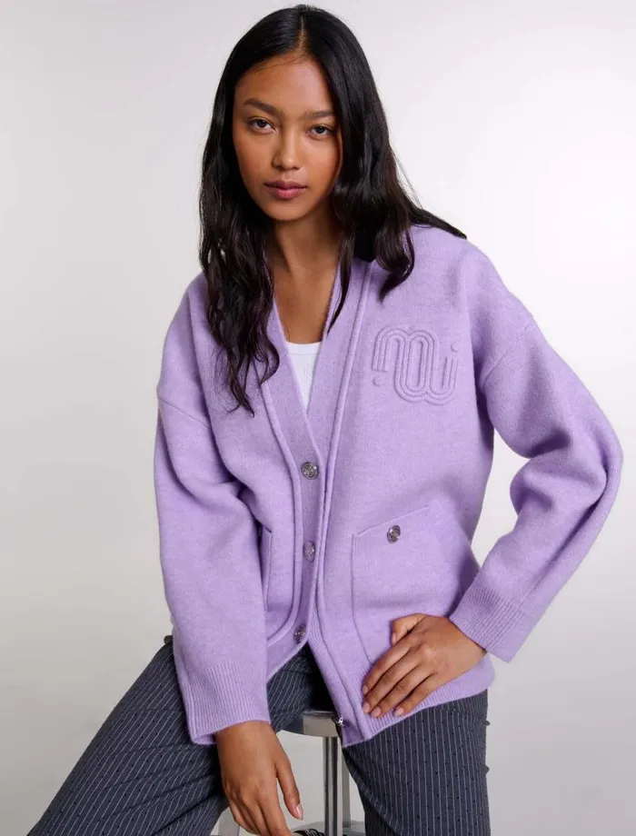 Maje Sweaters and Cardigans Womens Longline Cardigan Parma Violet
