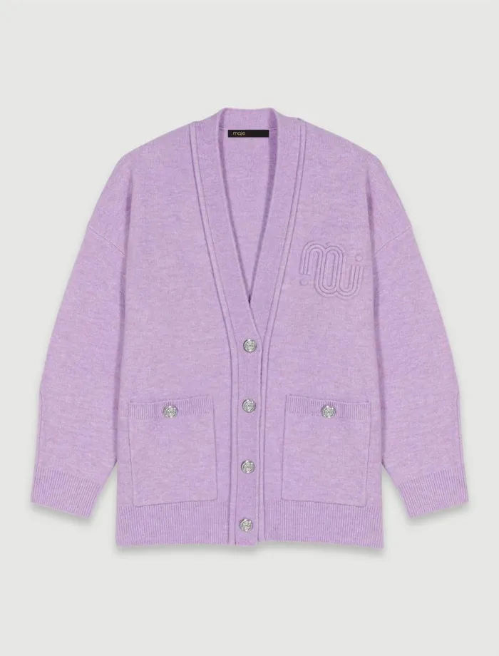 Maje Sweaters and Cardigans Womens Longline Cardigan Parma Violet