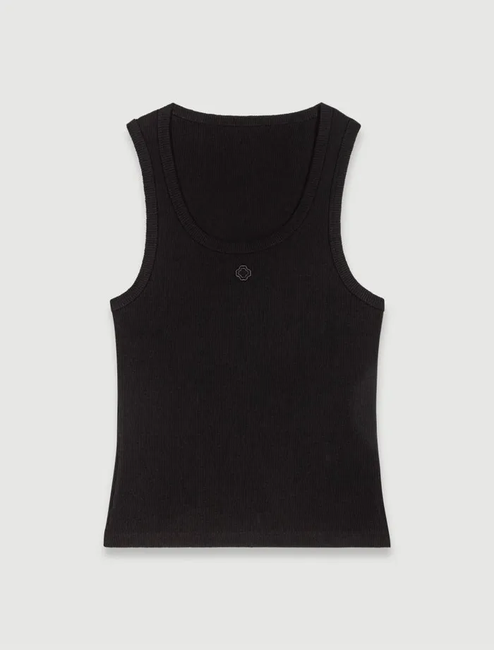 Maje Tops and Shirts Womens Rib Knit Tank Top Black