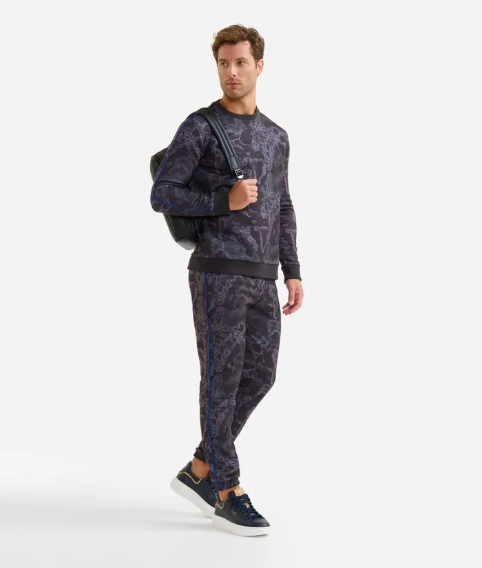 Man Knitwears Shirts and TShirts Alviero Martini Crewneck Sweater With Geo Night Print Black