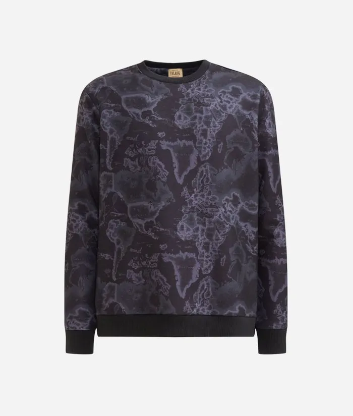 Man Knitwears Shirts and TShirts Alviero Martini Crewneck Sweater With Geo Night Print Black