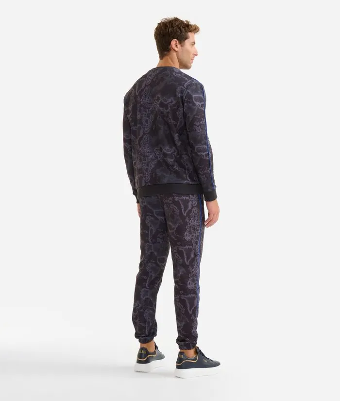 Man Knitwears Shirts and TShirts Alviero Martini Crewneck Sweater With Geo Night Print Black